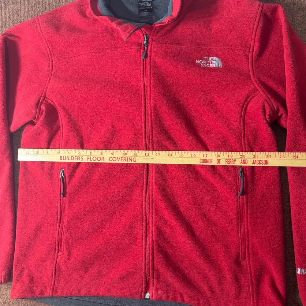 A- warm The North Face Mens Windwall Fleece Jacket Red Full Zip Large 1395